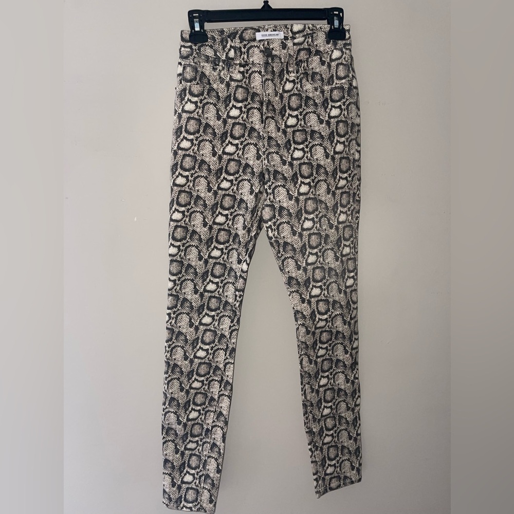 Good American Black and Cream Snake Patterned Pants